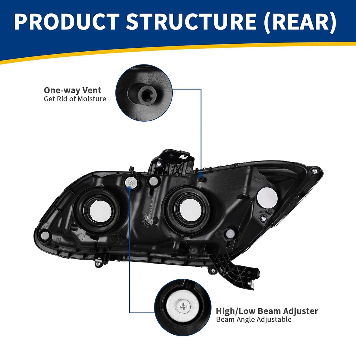 Headlight Assembly Compatible with 2012 2015 Civic Sedan 4-Door Coupe 2-Door Black Housing Amber Reflector Y169211