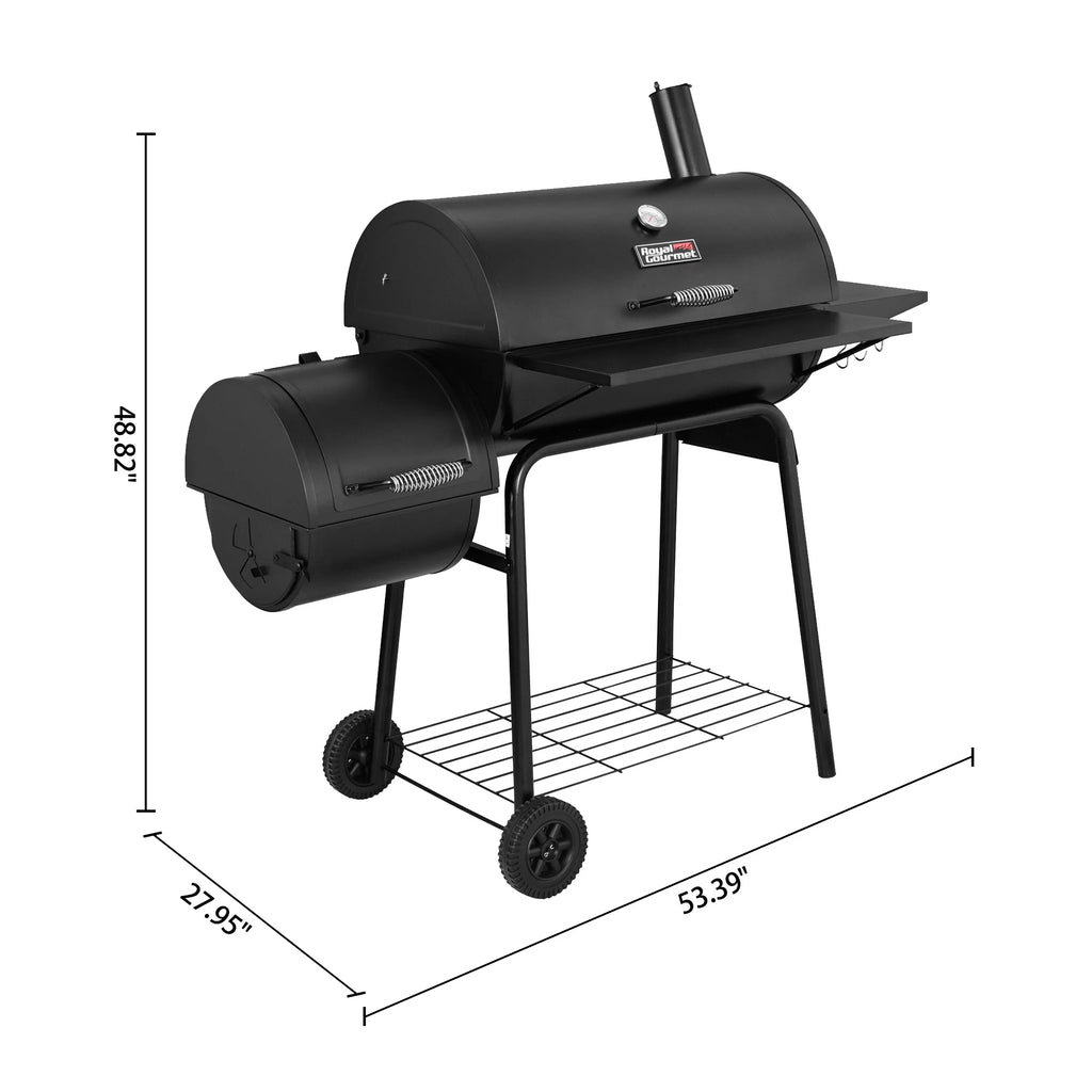 Steel Charcoal Grill with Offset Smoker D451