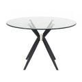 Round Glass Top Dining Table with Flared Leg, Black R80606