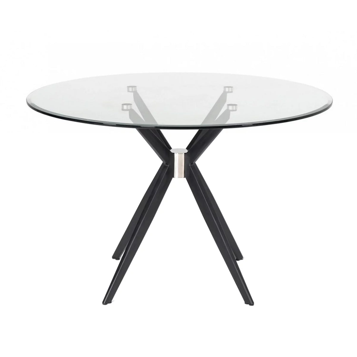 Round Glass Top Dining Table with Flared Leg, Black R80606