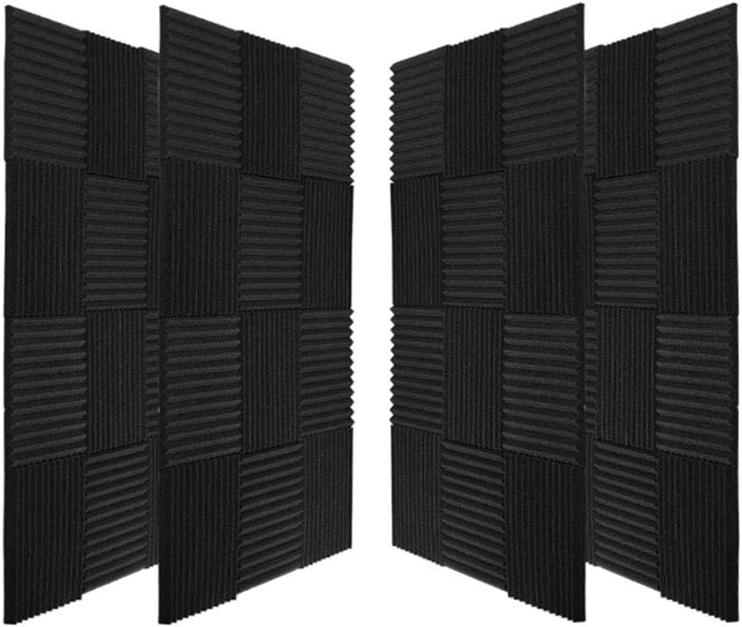 48 Pack Black Acoustic Panels Studio Foam Wedges Fireproof Soundproof Padding Wall Panels 1" X 12" X 12" Y21245