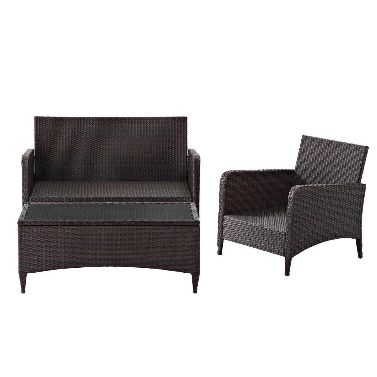 3Pc Outdoor Wicker Conversation Set Sangria/Brown E8040