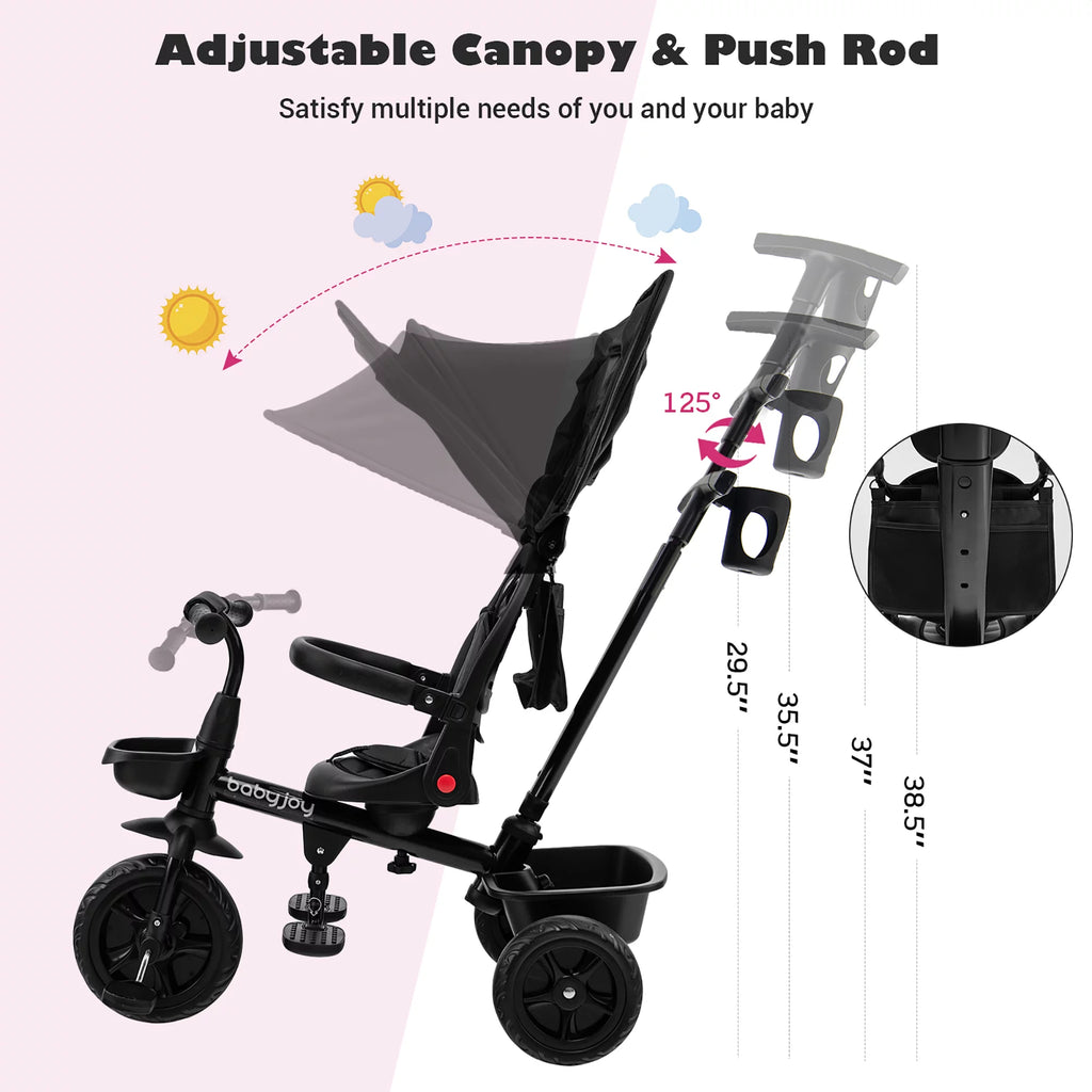 4-in-1 Toddler Tricycle with Adjustable Push Handle G6411
