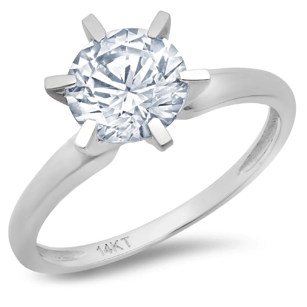 18K White Gold Solitaire Ring SZ 6.75 R248