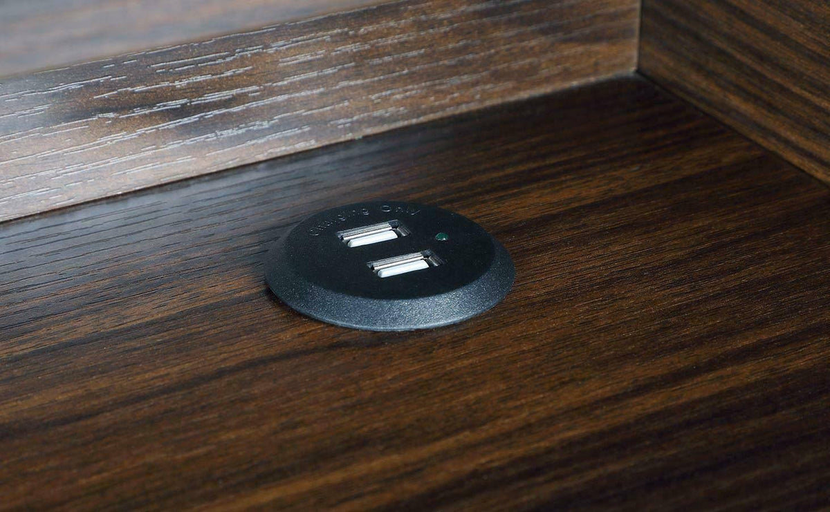 Walnut Writing Desk with Outlet I730834
