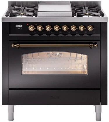 36 Dual Fuel Propane Gas Range Glossy Black Bronze Trim S406555