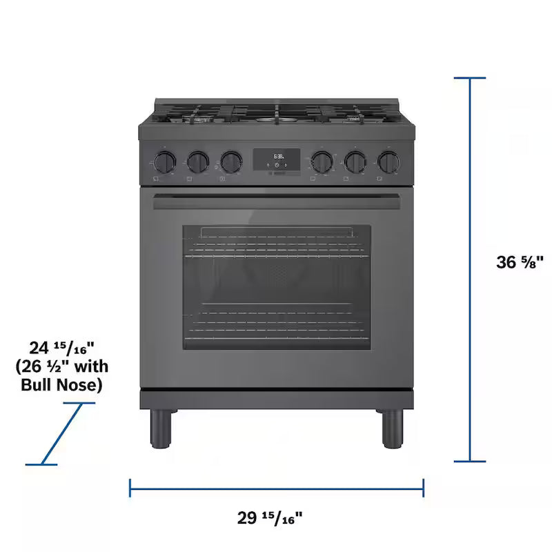 30 in. 3.7 cu. ft. Gas Range with 5-Burners in Black Stainless Steel W1340