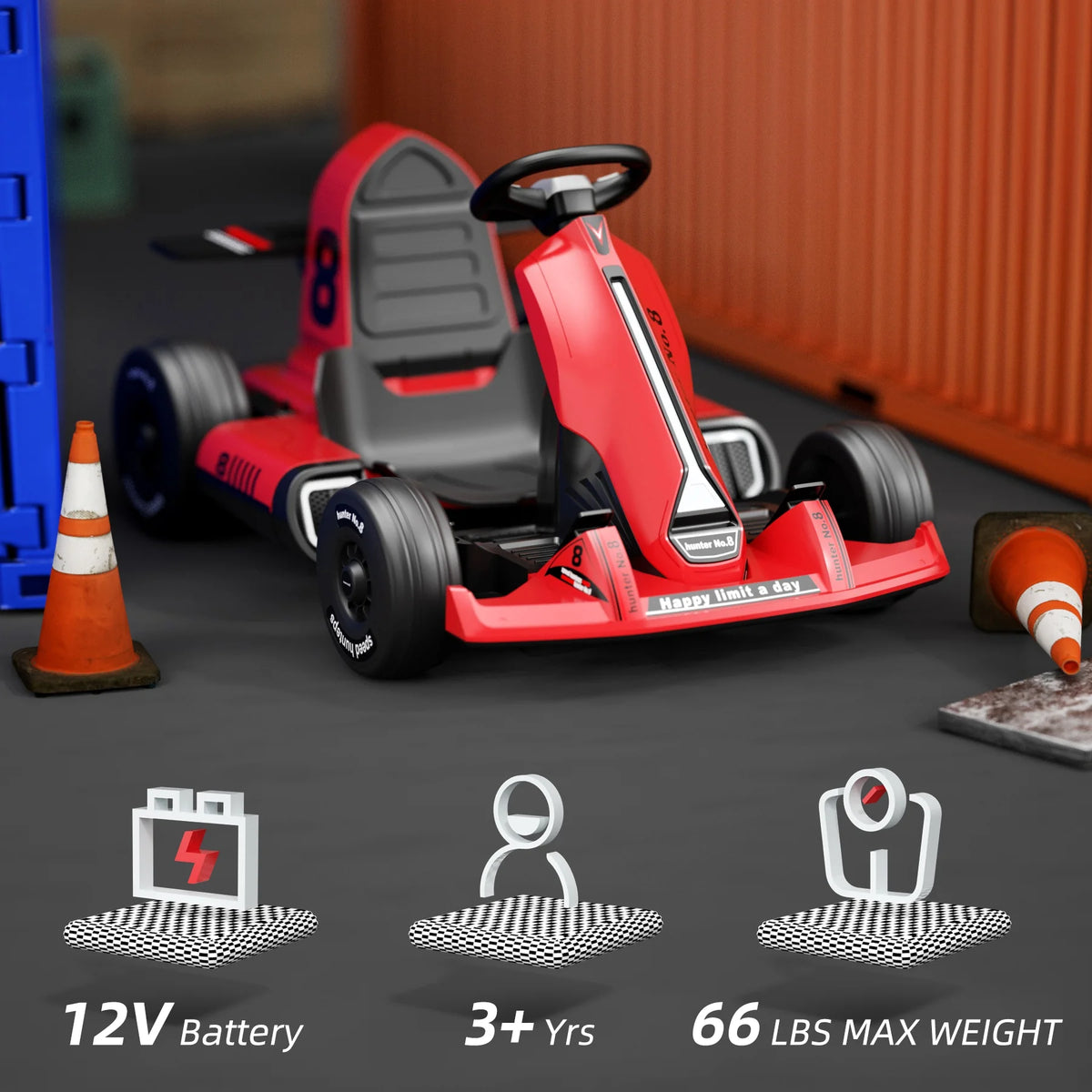 Red 12V7Ah Electric Drift Go Kart with Remote Control E45740