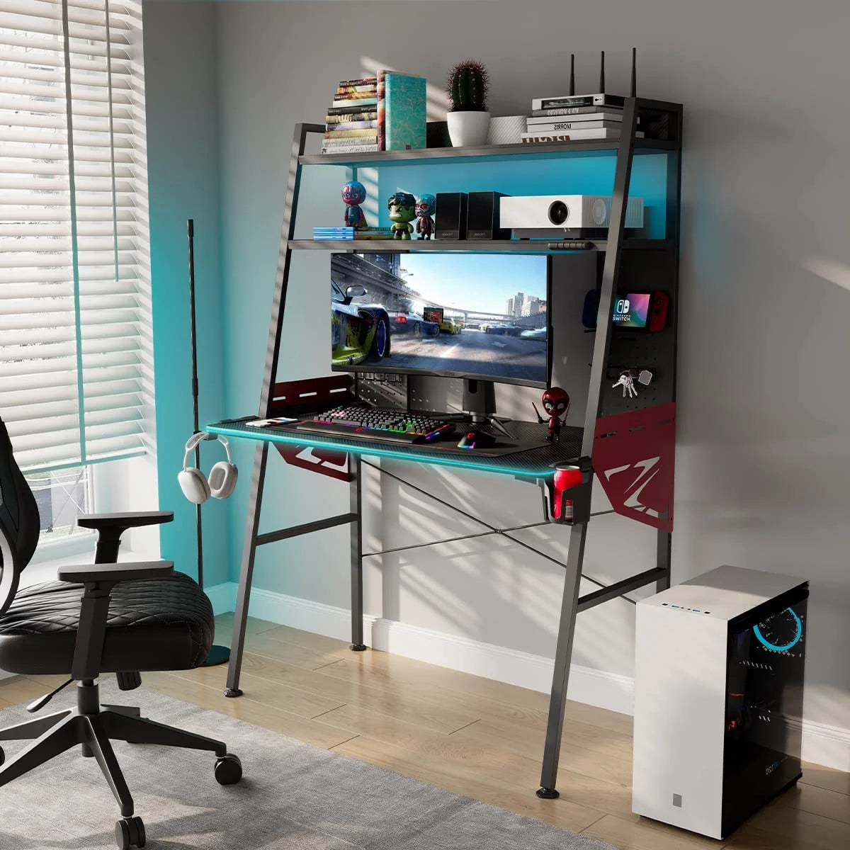 43'' Gaming Desk with Shelves K87307