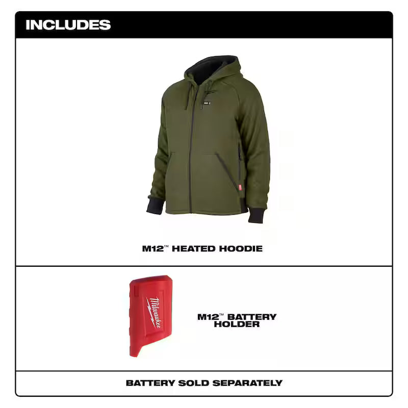 Men's Large Green Heated Jacket Hoodie Z74866