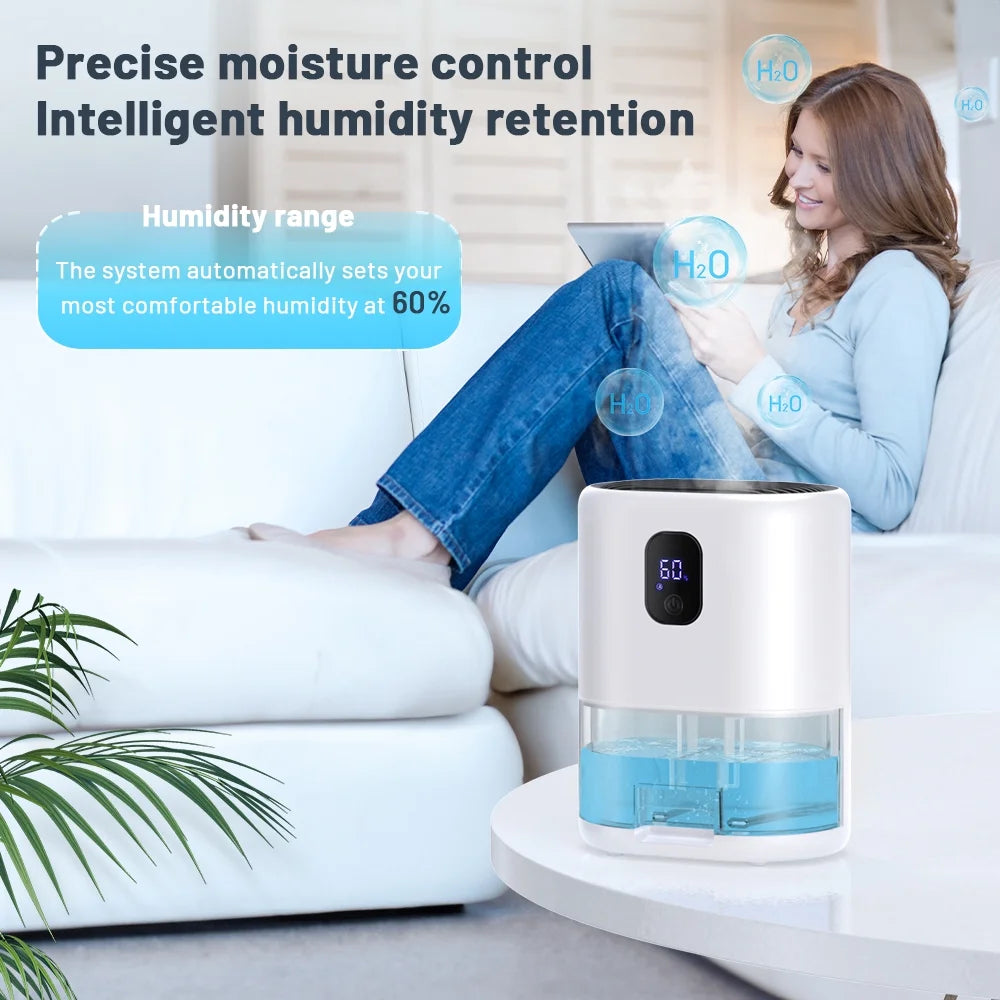 1000ml Portable Dehumidifier, Auto Defrost, Ultra Quiet, White P385634