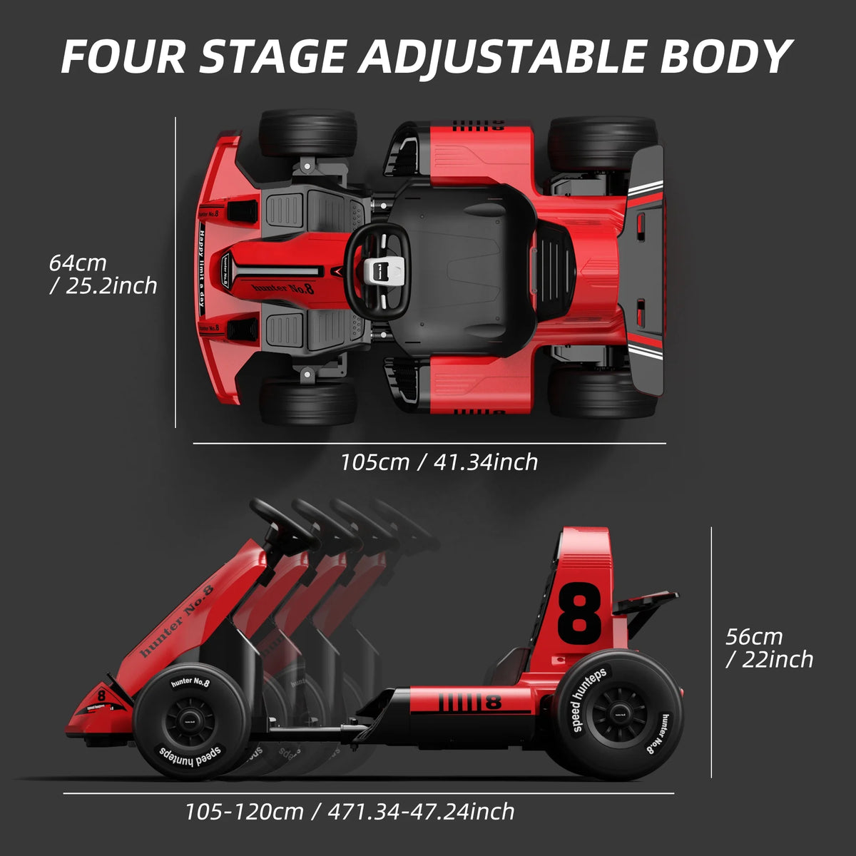 Red 12V7Ah Electric Drift Go Kart with Remote Control E45740
