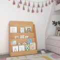 Natural Wood Book Storage Shelf with 4 Storage Slats E12454
