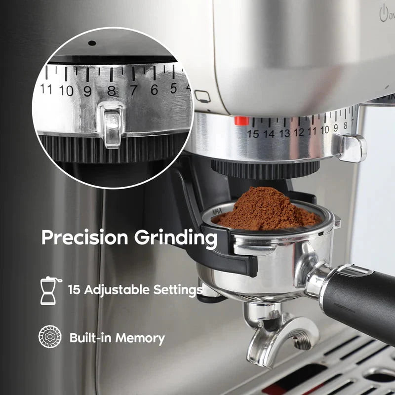 20 Bar Espresso Machine with LCD Display, 92 fl oz Water Tank, Silver R387