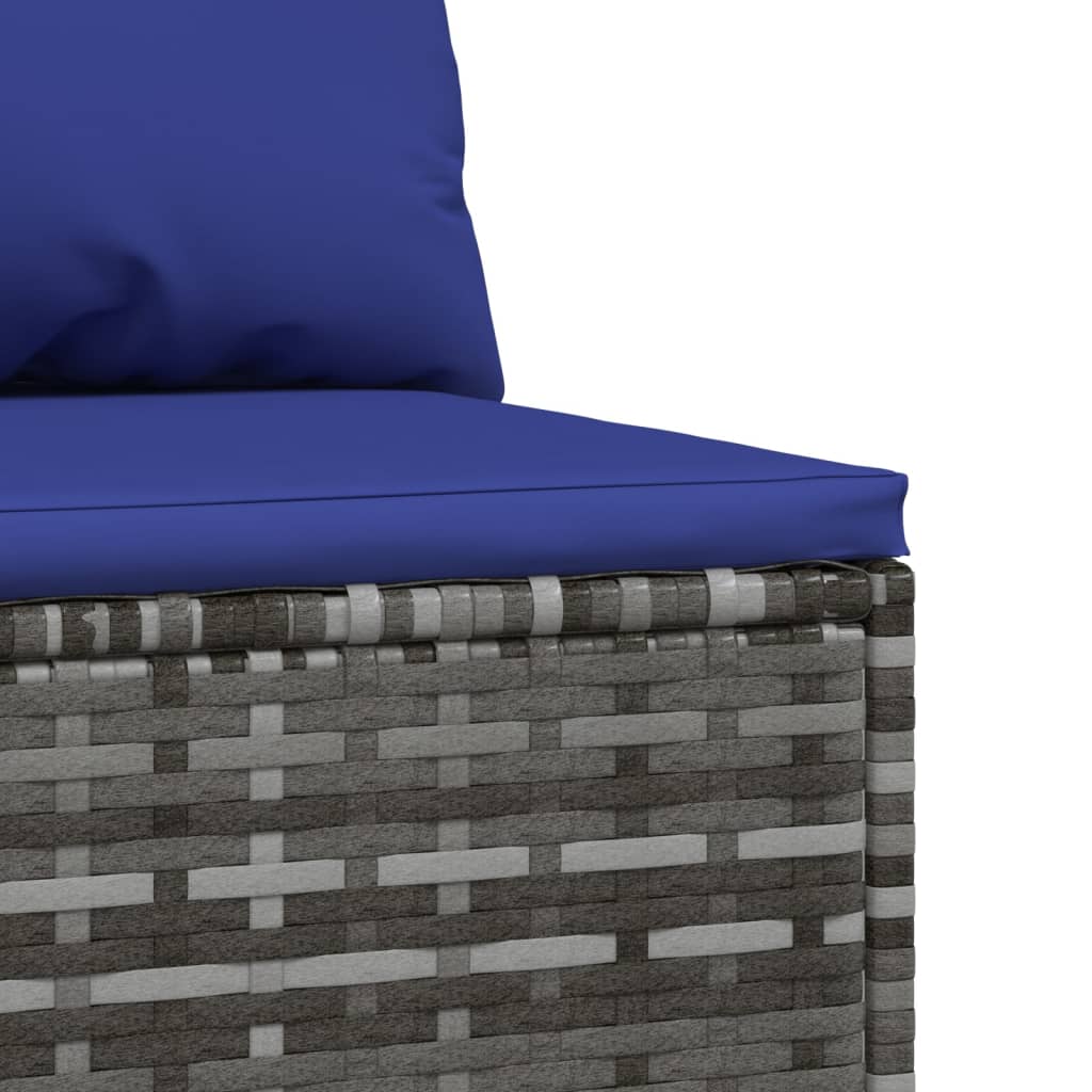 Gray Poly Rattan Patio Sofa with Cushions E2142