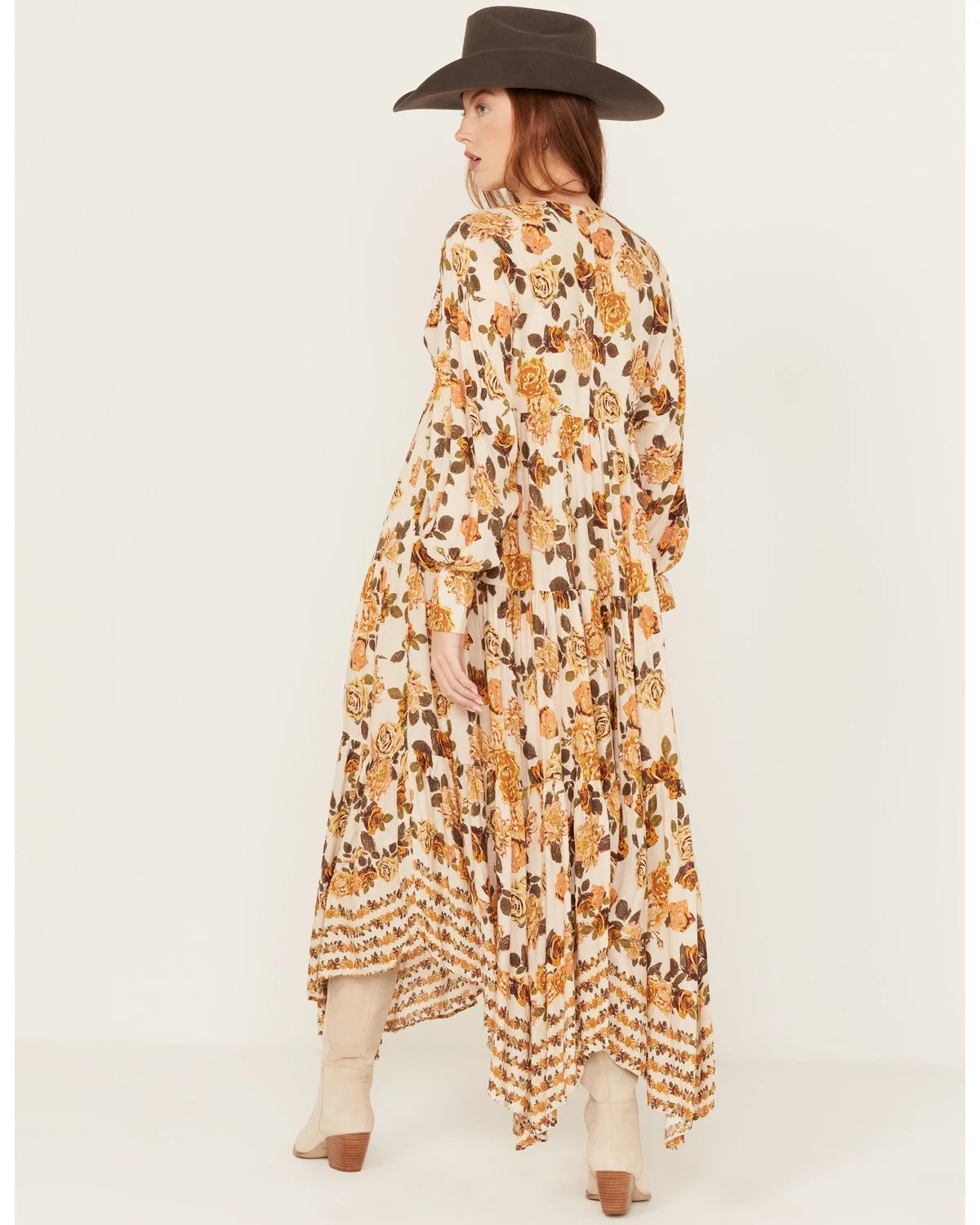 Ivory Floral Maxi Dress Y26811