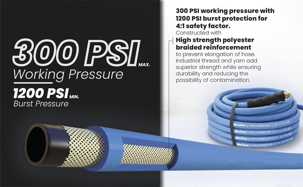 Rubber Air Hose, 300 PSI, Pack of 2 N68400