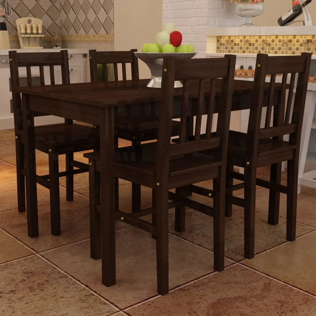 Wooden Dining Table with 4 Chairs Brown C59345
