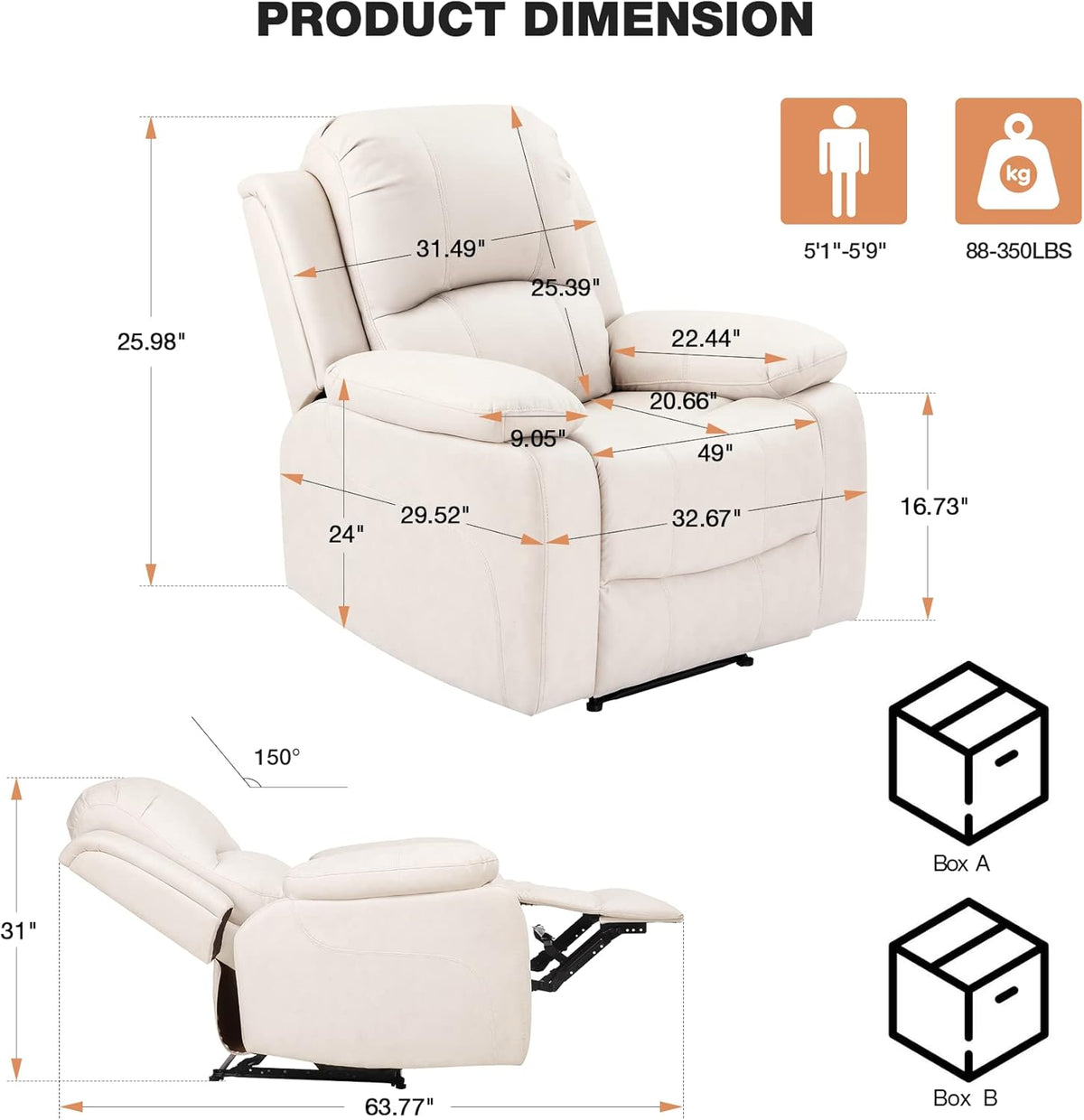 Recliner Chair with Footrest Single Sofa G30414