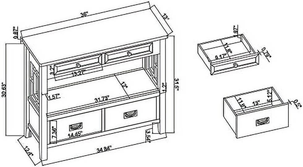 Green Wood Console Table with Drawers and Shelves J224059