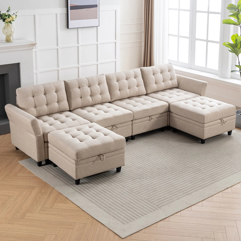 U/L Shaped Sectional Sofa Set with Storage Ottoman O3161